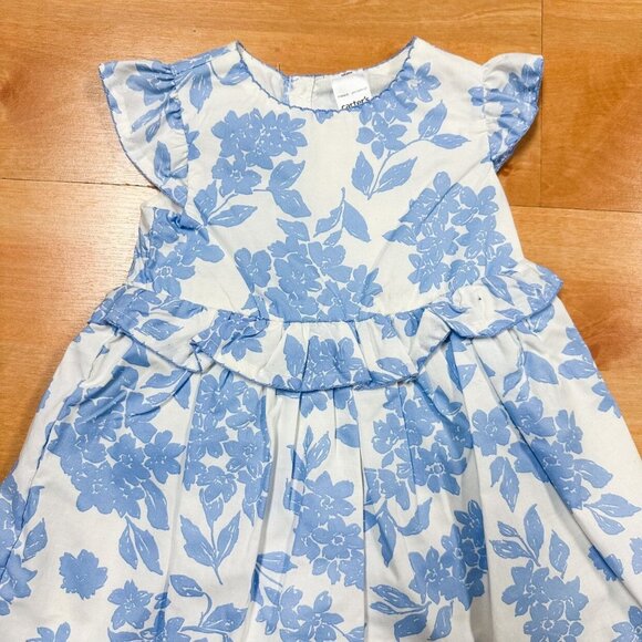NWT Carters Baby Girl Light Blue & White Floral Dress Size 6M NEW - Picture 3 of 7